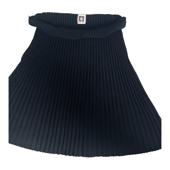 Anne Klein Women Stretchy‎ Viscose Knit pleated Black Ribbed Mini Skirt Size M-L - Picture 9 of 12
